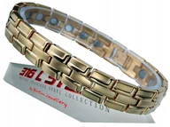 Bransolety męskie - ZŁOTA ZDROWOTNA BRANSOLETA BRANSOLETKA MĘSKA MAGNETYCZNA MOCNE MAGNESY - miniaturka - grafika 1