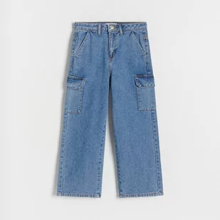 Reserved - Jeansy wide leg z kieszeniami - Niebieski - Spodnie i spodenki dla dziewczynek - miniaturka - grafika 1