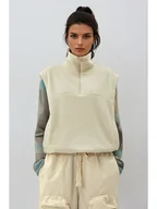 Bluzy damskie - Weekday Kamizelka polarowa w kolorze beżowym - miniaturka - grafika 1