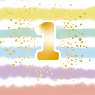 Amscan, Serwetki 1st Birthday Rainbow 33cm, 16 szt. - Dekoracje i nakrycia stołu na imprezę - miniaturka - grafika 1