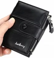 Portfele - Męski Elegancki Portfel Skórzany Zatrzask Czarny - miniaturka - grafika 1