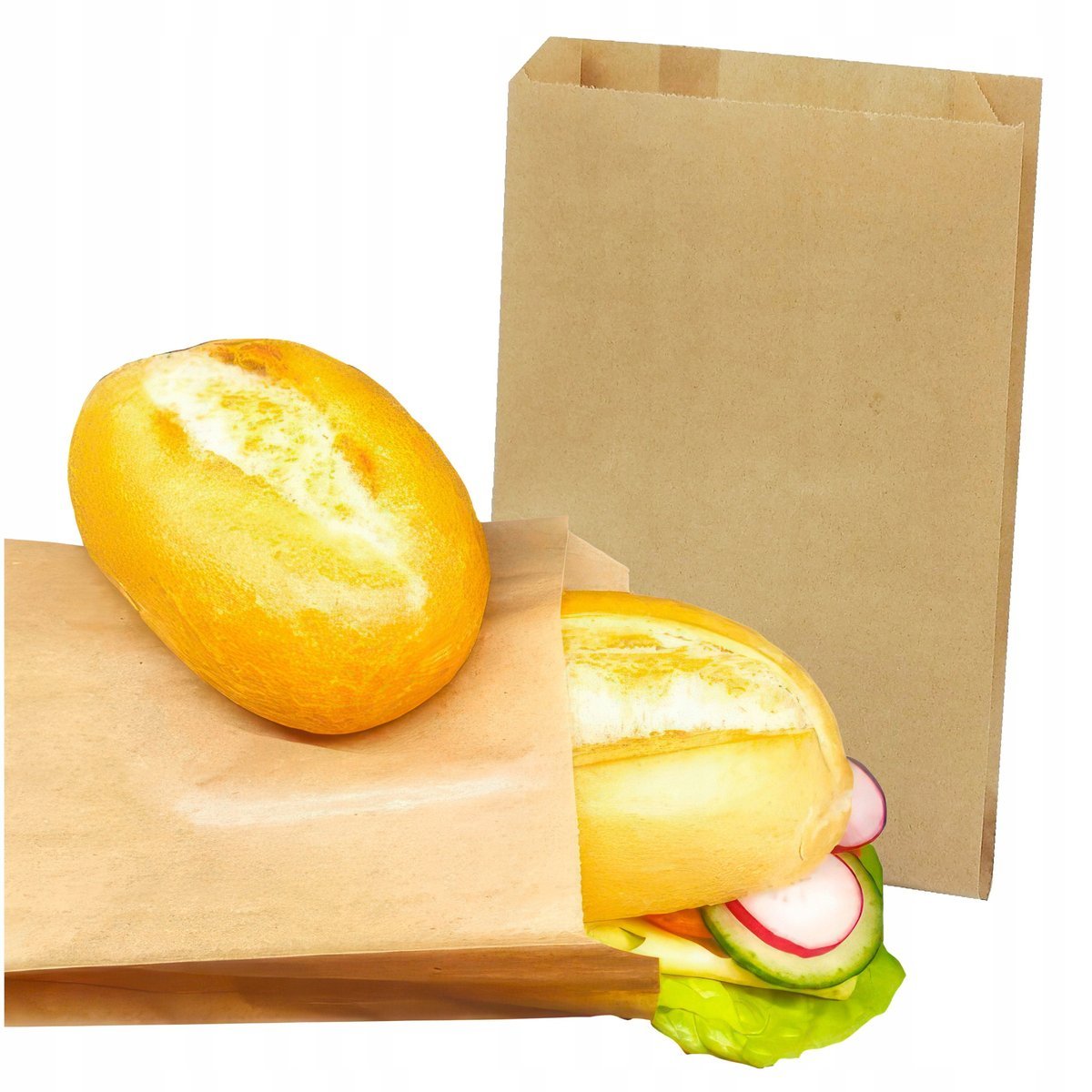 Torba papierowa brązowa torebka eko śniadaniowa 12x20 cm 1000 sztuk bez nadruku do kanapek pączków drożdżówek ciastek cukierków bakalii słodyczy i p..