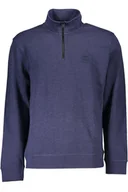 Bluzy męskie - NIEBIESKA BLUZA MĘSKA Z ZAMKIEM HUGO BOSS - miniaturka - grafika 1