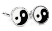 Spinki do mankietów i krawatów - Biało-czarne spinki do mankietów - Yin i Yang U33 - miniaturka - grafika 1