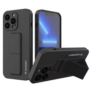 Wozinsky Kickstand Case elastyczne silikonowe etui z podstawką iPhone 13 mini czarny - Etui i futerały do telefonów - miniaturka - grafika 1