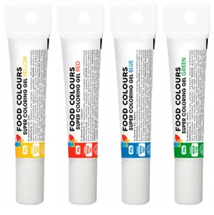 Zestaw 4x Barwniki Spożywcze w Żelu Podstawowe Kolory 4x20g Food Colours - Dodatki do ciast w proszku - miniaturka - grafika 1