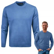 Swetry męskie - SWETER Męski Klasyczny BASIC Gładki NIEBIESKI melanż L Pako Jeans - miniaturka - grafika 1