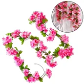 Sztuczne kwiaty - GIRLANDA Z KWIATÓW WIŚNI GIRLANDA KWIATOWA KWIATY WIŚNI ZWISY KWIATOWE Z KWIATAMI WIŚNI 220 CM CIEMNY RÓŻOWY - miniaturka - grafika 1