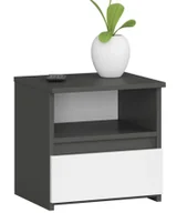 Szafki nocne - Nocna szafka z półką i szary szufladą + biały P0-T19 - miniaturka - grafika 1