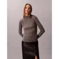 Bluzki damskie - Calvin Klein Półgolf Slim Fit z dodatkiem wełny - miniaturka - grafika 1