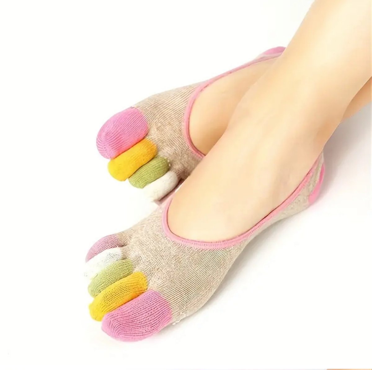 Stopki skarpetki pięciopalcowe kolorowe beżowe joga pilates gimnastyka