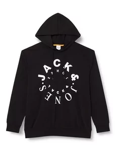 JACK&JONES PLUS Męska bluza z kapturem Jjwarrior Sweat Hood Pls, czarny/nadruk: duży, 3XL - Bluzy męskie - miniaturka - grafika 1