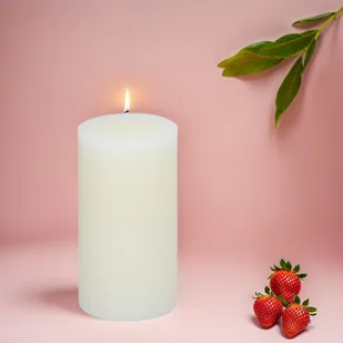 Świeca woskowa dekoracyjna 7x13 cm w stylu rustykalnym kremowa Articasa - Świece - miniaturka - grafika 1