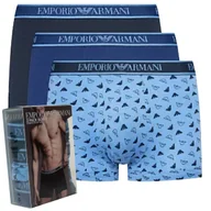 Majtki męskie - Emporio Armani bokserki majtki męskie 3szt mix czarne, błękitne, granat L - miniaturka - grafika 1