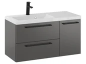 Szafki łazienkowe - Szafka Wisząca Z Umywalką RON 90 cm D Lewa - Titan Mat - Uchwyty Czarne Matowe - miniaturka - grafika 1