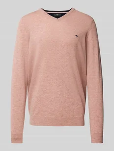 Sweter z dzianiny z dekoltem w serek - Swetry męskie - miniaturka - grafika 1