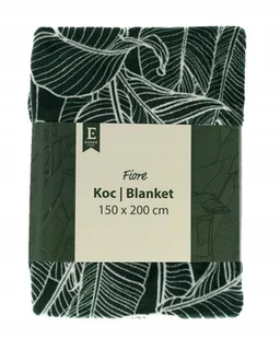 Miękki koc zielony FIORE 150x200 z motywem roślinnym / print roślinny - Koce - miniaturka - grafika 1