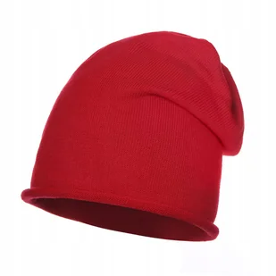 Czapka Dla Kobiety Beanie Jesienna Zimowa Majka Prosta Bez Wzoru Czerwona - Czapki damskie - miniaturka - grafika 1