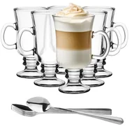 Herbata - Glasmark KROSNO 1992 Latte Macchiato Szklanki Zestaw 6 sztuk 200 ml przezroczyste szklane szklanki termiczne irlandzka kawa Cappuccino mrożona herbata z uchwytem i łyżką - miniaturka - grafika 1