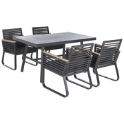 Meble ogrodowe - Shumee Shumee Zestaw ogrodowy metalowy stół i 4 krzesła czarny CANETTO 268390 - miniaturka - grafika 1