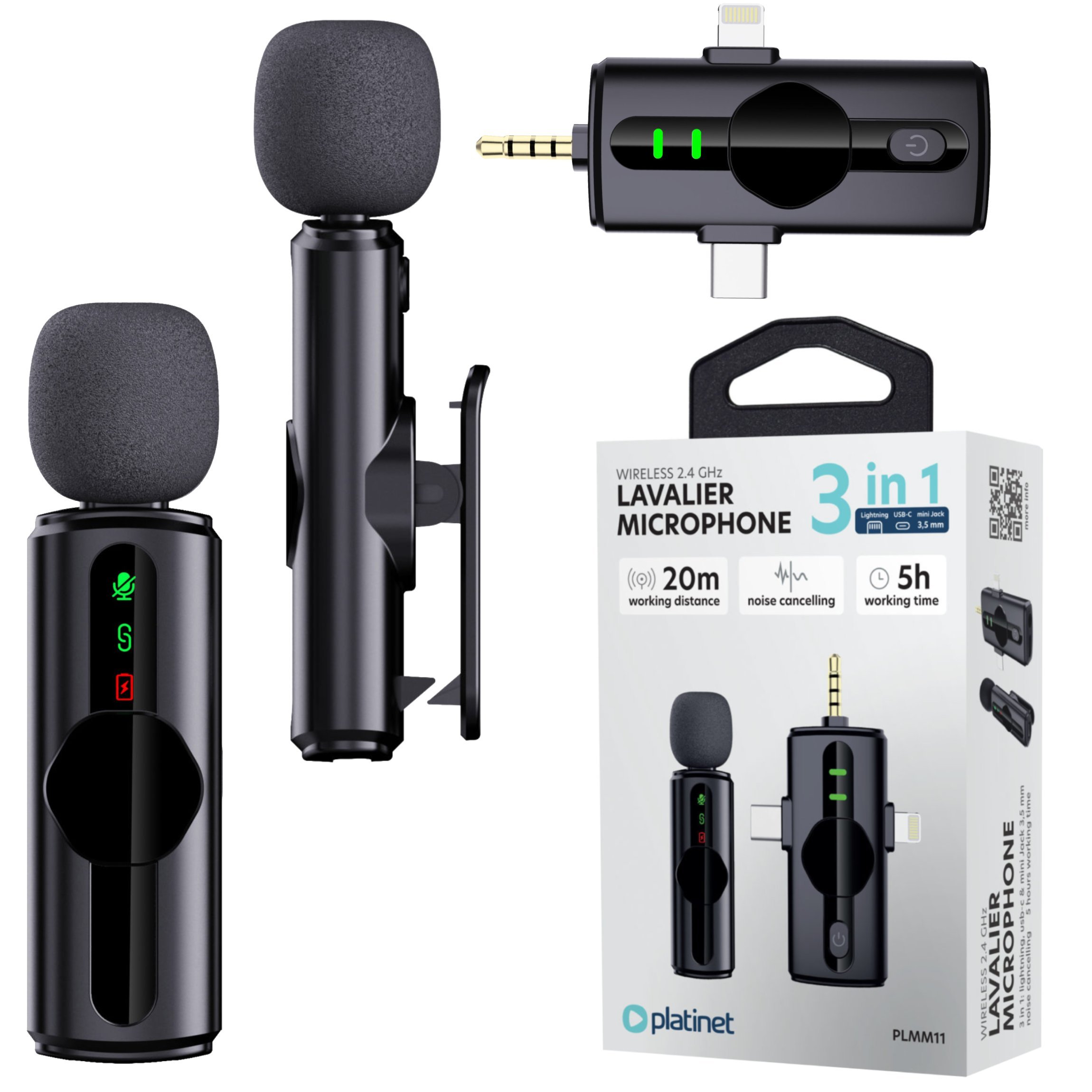 PLATINET WIRELESS LAVALIER MICROPHONE MIKROFON KOŁNIERZYKOWY SINGLE SET [46293]