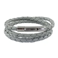 Naszyjniki męskie - König Design skórzany naszyjnik skórzany pasek skórzana bransoletka 6 mm męski naszyjnik 17 cm - 100 cm pleciony, długość: 22 centymetry, kolor: jasnoszary - miniaturka - grafika 1