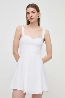 Sukienki - Armani Exchange sukienka kolor biały mini rozkloszowana - grafika 1