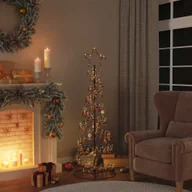 Choinki - vidaXL Choinka w kształcie stożka z bombkami 100 LED ciepły biały 150 cm - miniaturka - grafika 1
