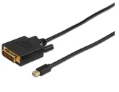 Złącza, przejściówki, adaptery - Kabel MicroConnect Mini Displayport do DVI-D 1m Dual Link 24+1, pasywny czarny, pozłacany, rozdzielczość: 1920*1080p - miniaturka - grafika 1