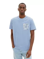Koszulki męskie - TOM TAILOR Męski T-shirt z kieszenią na piersi, 12364 - Greyish Mid Blue, L - miniaturka - grafika 1