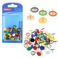 Pinezki - Leantoys Pinezki z płaską główką biurowe kolorowe 90szt - artykuł papierniczy - miniaturka - grafika 1