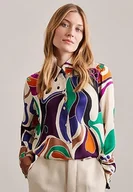 Bluzki damskie - Seidensticker Damska bluzka - modna bluzka - Regular Fit - kołnierz koszuli - długi rękaw - 100% wiskoza, beżowy, 40 - miniaturka - grafika 1