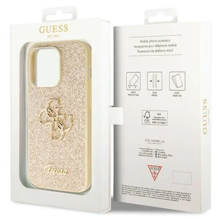 Etui Guess GUHCP14LHG4SGD na iPhone 14 Pro - złote Glitter Script Big 4G - Etui i futerały do telefonów - miniaturka - grafika 8