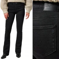Spodnie damskie - Wrangler BOOTCUT Pipe rozszerzane damskie czarne spodnie jeansowe W33 L34 - miniaturka - grafika 1