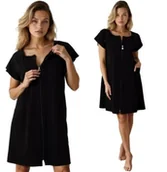 Piżamy ciążowe - Formommy Koszula Nocna Ciążowa Do Karmienia Na Zamek Czarna XL - miniaturka - grafika 1