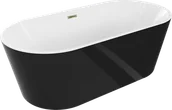 Wanny - Mexen Luna wanna wolnostojąca 170 x 80 cm, biała/czarna, przelew złoty - 52031708075-50 - miniaturka - grafika 1