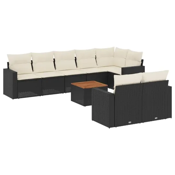 Zestaw Wypoczynkowy z Rattanu PE Czarny, Stół 55x55x37 cm, Sofa i Siedzis