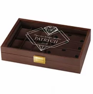 Pudełka i szkatułki - Szkatułka brązowa na zegarki i okulary z grawerem dla niej - miniaturka - grafika 1