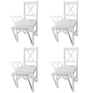 Krzesła - vidaXL 4 krzesła do jadalni z drewna, kolor biały - miniaturka - grafika 1