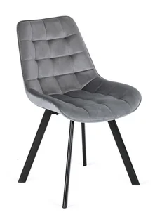 Szare tapicerowane pikowane krzesło z weluru - Flommi - Krzesła - miniaturka - grafika 1