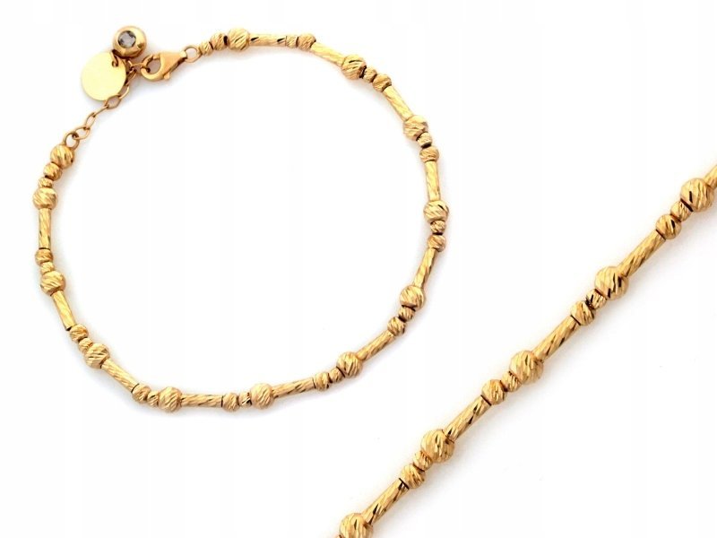 Złota bransoletka damska 585 z cyrkonią kulkami 4,28g elegancka 14 karatów