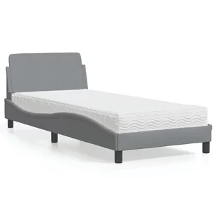 Łóżko z materacem, jasnoszare, 90x200 cm, obite tkaniną Lumarko! - Łóżka - miniaturka - grafika 1