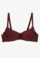 Biustonosze - Ciemnofioletowy Biustonosz Miseczka B Push-Up na Regulowanych Ramiączkach Ozdobiony Aplikacją Alerisia - Renee - miniaturka - grafika 1