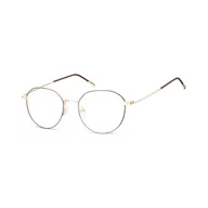 Okulary korekcyjne, oprawki, szkła - Lenonki Okulary oprawki optyczne 928F złote + ciemnobrązowe - miniaturka - grafika 1