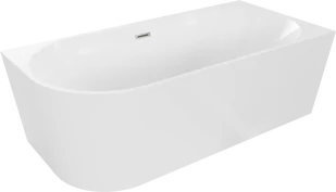 Mexen Mia wanna wolnostojąca narożna prawa 150 x 75 cm, biała, przelew nikiel szczotkowany - 52691507500P-97 - Wanny - miniaturka - grafika 1