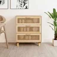 Szafki nocne - Kredens, brązowa, 60x30x70 cm, lita sosna i naturalny rattan - miniaturka - grafika 1