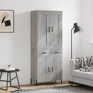 Witrynka szary dąb sonoma 69,5x34x180cm materiał drewnopochodny Lumarko! - Witryny - miniaturka - grafika 1