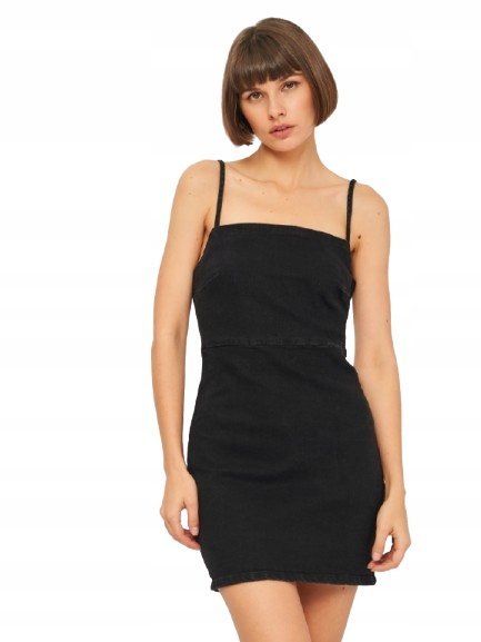 ZARA SUKIENKA JEANSOWA CZARNA MINI GŁADKA XS HEP