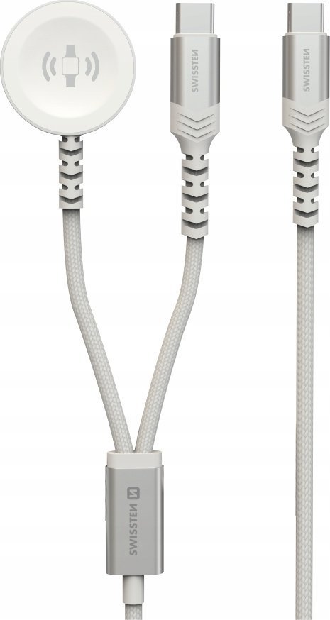 Swissten Adapter AV Wireless Charger 2In1 For Apple Watch And USB-C, USB-C 1.2 M White