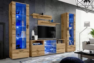 Zestaw Mebli Simplicity Meblościanka Wiele Kolorów POLSKI PRODUKT Blue LED - Meble do sypialni - miniaturka - grafika 1